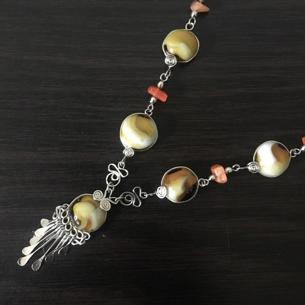 Boho necklace unique jewelry silver color gift